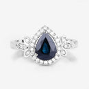 1.54 Carat Genuine Blue Sapphire and White Diamond 14K White Gold Ring-8