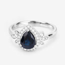 1.54 Carat Genuine Blue Sapphire and White Diamond 14K White Gold Ring-9