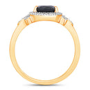1.54 Carat Genuine Blue Sapphire and White Diamond 14K Yellow Gold Ring-2
