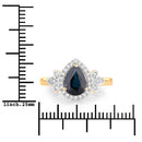 1.54 Carat Genuine Blue Sapphire and White Diamond 14K Yellow Gold Ring-3