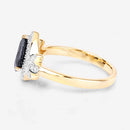 1.54 Carat Genuine Blue Sapphire and White Diamond 14K Yellow Gold Ring-6