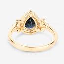 1.54 Carat Genuine Blue Sapphire and White Diamond 14K Yellow Gold Ring-7