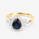 1.54 Carat Genuine Blue Sapphire and White Diamond 14K Yellow Gold Ring-9