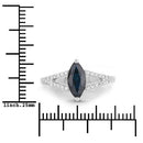 1.49 Carat Genuine Blue Sapphire and White Diamond 14K White Gold Ring-3