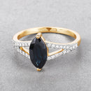 1.50 Carat Genuine Blue Sapphire and White Diamond 14K Yellow Gold Ring-4