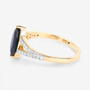 1.50 Carat Genuine Blue Sapphire and White Diamond 14K Yellow Gold Ring-6