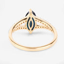 1.50 Carat Genuine Blue Sapphire and White Diamond 14K Yellow Gold Ring-7