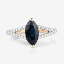 1.50 Carat Genuine Blue Sapphire and White Diamond 14K Yellow Gold Ring-8