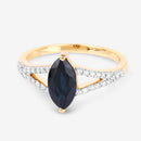 1.50 Carat Genuine Blue Sapphire and White Diamond 14K Yellow Gold Ring-9