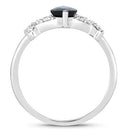 1.50 Carat Genuine Blue Sapphire and White Diamond 14K White Gold Ring-2