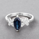 1.50 Carat Genuine Blue Sapphire and White Diamond 14K White Gold Ring-4