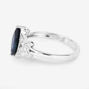 1.50 Carat Genuine Blue Sapphire and White Diamond 14K White Gold Ring-6