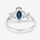 1.50 Carat Genuine Blue Sapphire and White Diamond 14K White Gold Ring-7