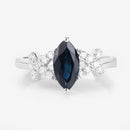 1.50 Carat Genuine Blue Sapphire and White Diamond 14K White Gold Ring-8