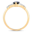 1.50 Carat Genuine Blue Sapphire and White Diamond 14K Yellow Gold Ring-2