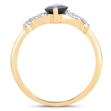 1.50 Carat Genuine Blue Sapphire and White Diamond 14K Yellow Gold Ring - 0