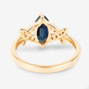 1.50 Carat Genuine Blue Sapphire and White Diamond 14K Yellow Gold Ring-7