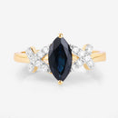 1.50 Carat Genuine Blue Sapphire and White Diamond 14K Yellow Gold Ring-8