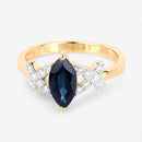 1.50 Carat Genuine Blue Sapphire and White Diamond 14K Yellow Gold Ring-9