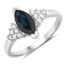1.47 Carat Genuine Blue Sapphire and White Diamond 14K White Gold Ring-1