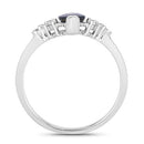 1.47 Carat Genuine Blue Sapphire and White Diamond 14K White Gold Ring-2