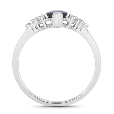 1.47 Carat Genuine Blue Sapphire and White Diamond 14K White Gold Ring - 0