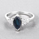 1.47 Carat Genuine Blue Sapphire and White Diamond 14K White Gold Ring-4