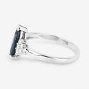 1.47 Carat Genuine Blue Sapphire and White Diamond 14K White Gold Ring-6