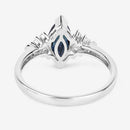 1.47 Carat Genuine Blue Sapphire and White Diamond 14K White Gold Ring-7
