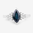 1.47 Carat Genuine Blue Sapphire and White Diamond 14K White Gold Ring-8