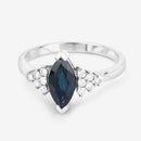 1.47 Carat Genuine Blue Sapphire and White Diamond 14K White Gold Ring-9