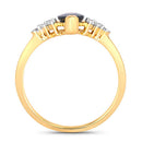 1.47 Carat Genuine Blue Sapphire and White Diamond 14K Yellow Gold Ring-2