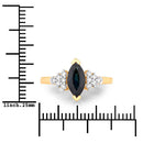 1.47 Carat Genuine Blue Sapphire and White Diamond 14K Yellow Gold Ring-3