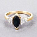 1.47 Carat Genuine Blue Sapphire and White Diamond 14K Yellow Gold Ring-4