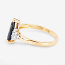 1.47 Carat Genuine Blue Sapphire and White Diamond 14K Yellow Gold Ring-6