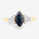 1.47 Carat Genuine Blue Sapphire and White Diamond 14K Yellow Gold Ring-8