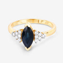 1.47 Carat Genuine Blue Sapphire and White Diamond 14K Yellow Gold Ring-9