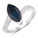 2.26 Carat Genuine Blue Sapphire and White Diamond 14K White Gold Ring-1