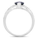 2.26 Carat Genuine Blue Sapphire and White Diamond 14K White Gold Ring-2