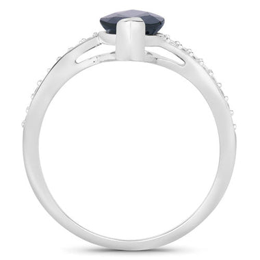 2.26 Carat Genuine Blue Sapphire and White Diamond 14K White Gold Ring - 0
