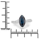 2.26 Carat Genuine Blue Sapphire and White Diamond 14K White Gold Ring-3