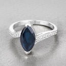 2.26 Carat Genuine Blue Sapphire and White Diamond 14K White Gold Ring-4