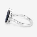 2.26 Carat Genuine Blue Sapphire and White Diamond 14K White Gold Ring-6