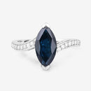2.26 Carat Genuine Blue Sapphire and White Diamond 14K White Gold Ring-8