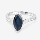 2.26 Carat Genuine Blue Sapphire and White Diamond 14K White Gold Ring-9