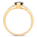 2.26 Carat Genuine Blue Sapphire and White Diamond 14K Yellow Gold Ring-2