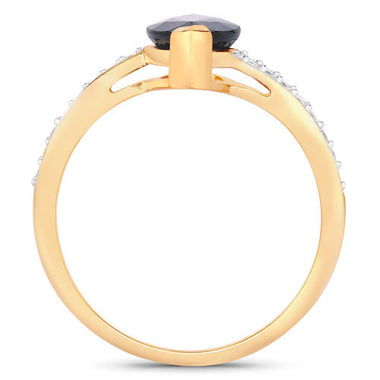 2.26 Carat Genuine Blue Sapphire and White Diamond 14K Yellow Gold Ring - 0