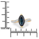2.26 Carat Genuine Blue Sapphire and White Diamond 14K Yellow Gold Ring-3