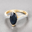 2.26 Carat Genuine Blue Sapphire and White Diamond 14K Yellow Gold Ring-4