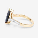 2.26 Carat Genuine Blue Sapphire and White Diamond 14K Yellow Gold Ring-6